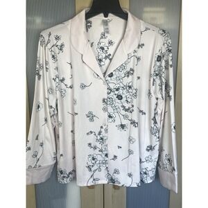 Flora Nikrooz Women's Satin Trim Notch Collar PJ Pajama Top Sz XL Comfy Soft New